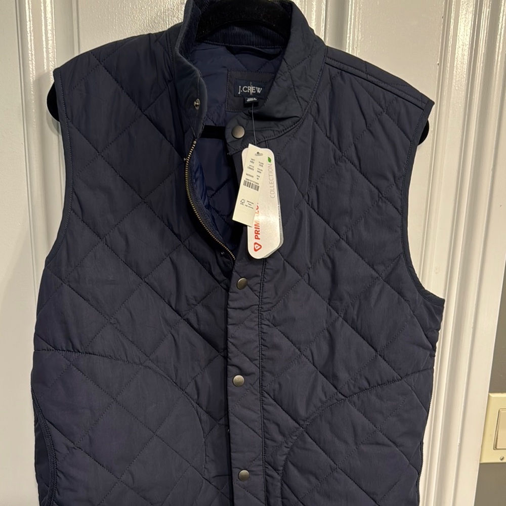 NWT J. Crew Blue Quilted Vest for Cold Weather SIZE MEDIUM